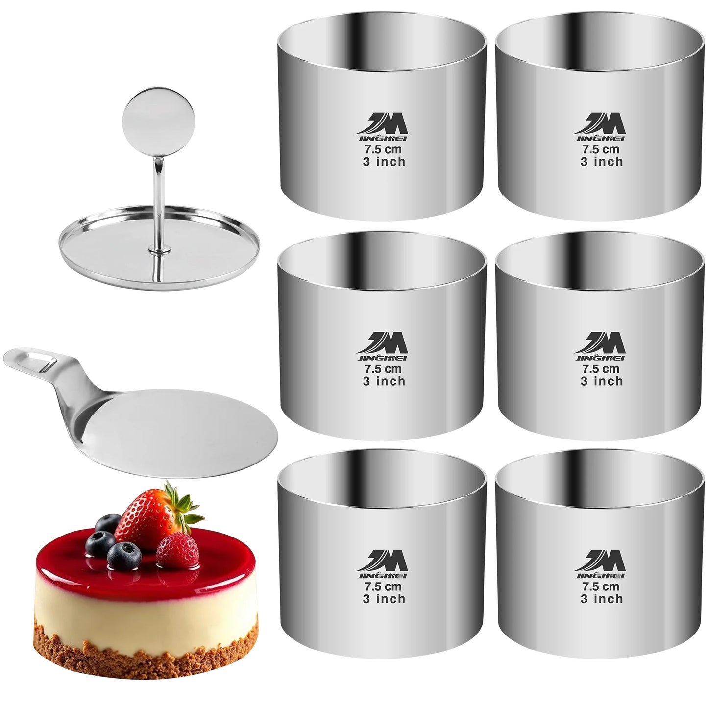 BakeCraft – 6 Pack Stainless Steel Cake Ring Set