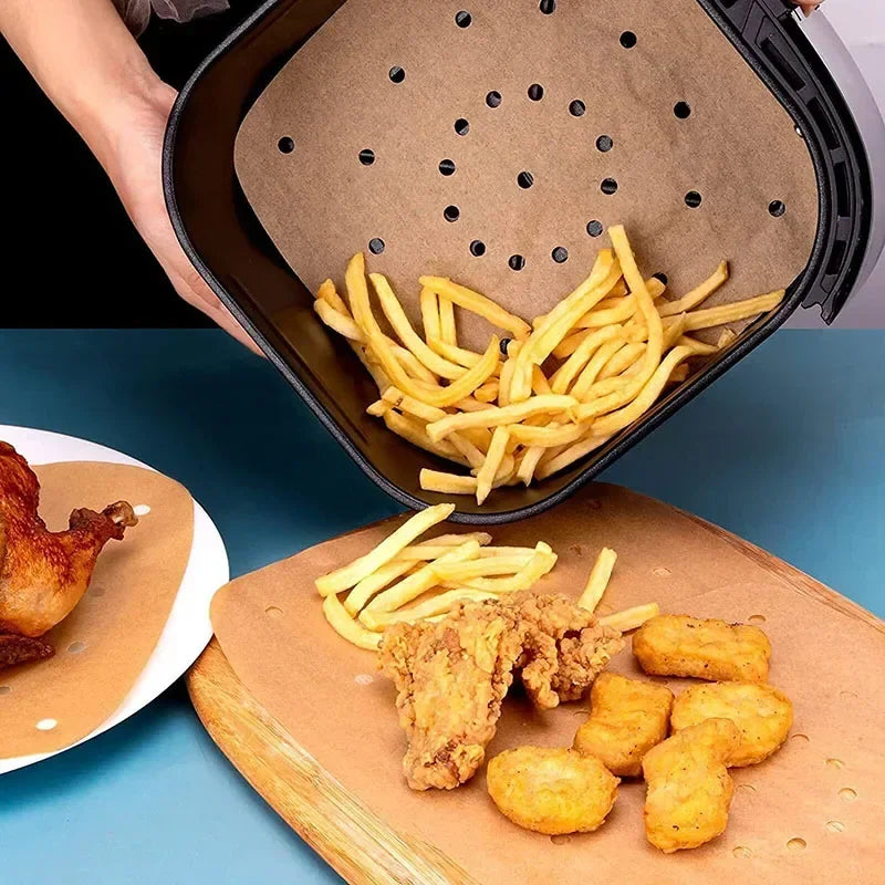 CrispaLiner – 8.5 Inch Air Fryer Baking Paper Set