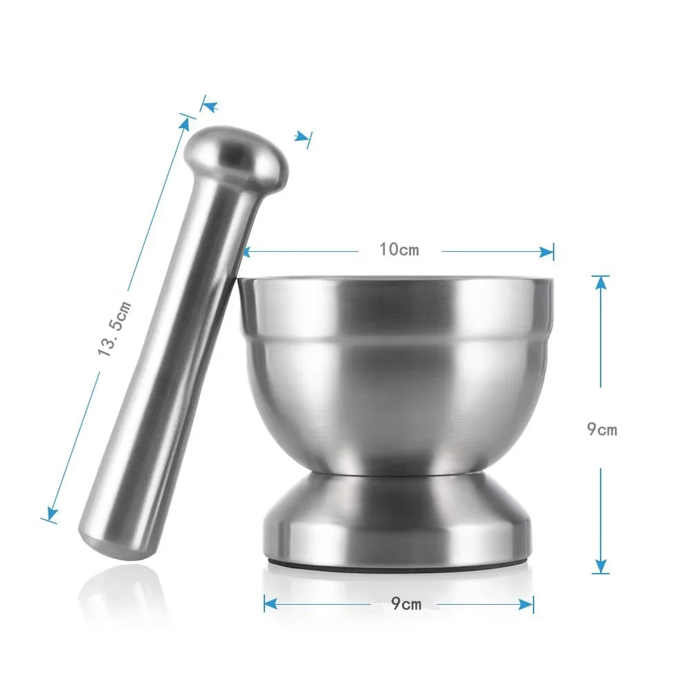 GrindVaulta – Stainless Steel Mortar & Pestle Set with Lid