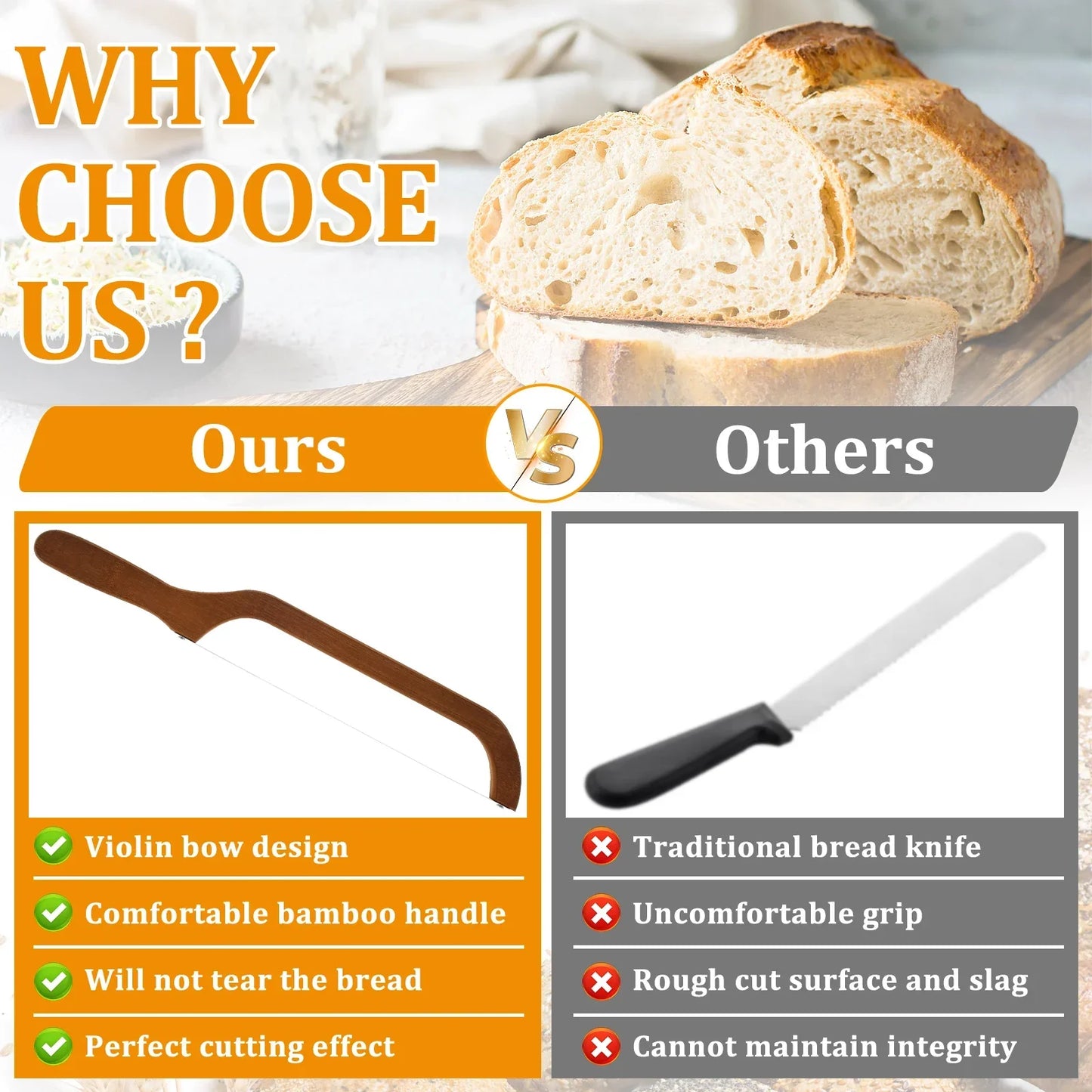 BakeCuts – Wooden Handle Serrated Bread Knife