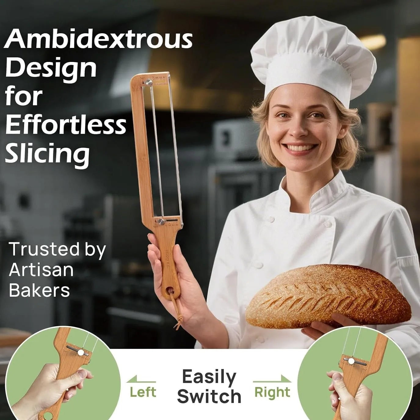 CrumbCraft Arc – Wooden Handle Bread Bowl Slicer Knife