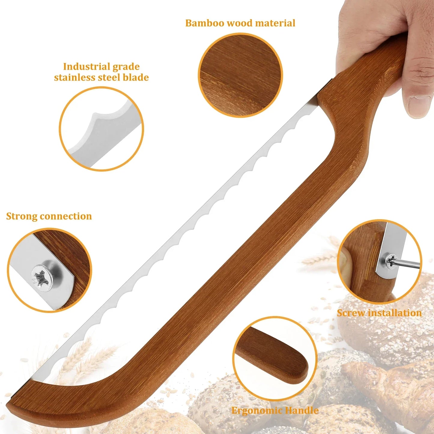 BakeCuts – Wooden Handle Serrated Bread Knife