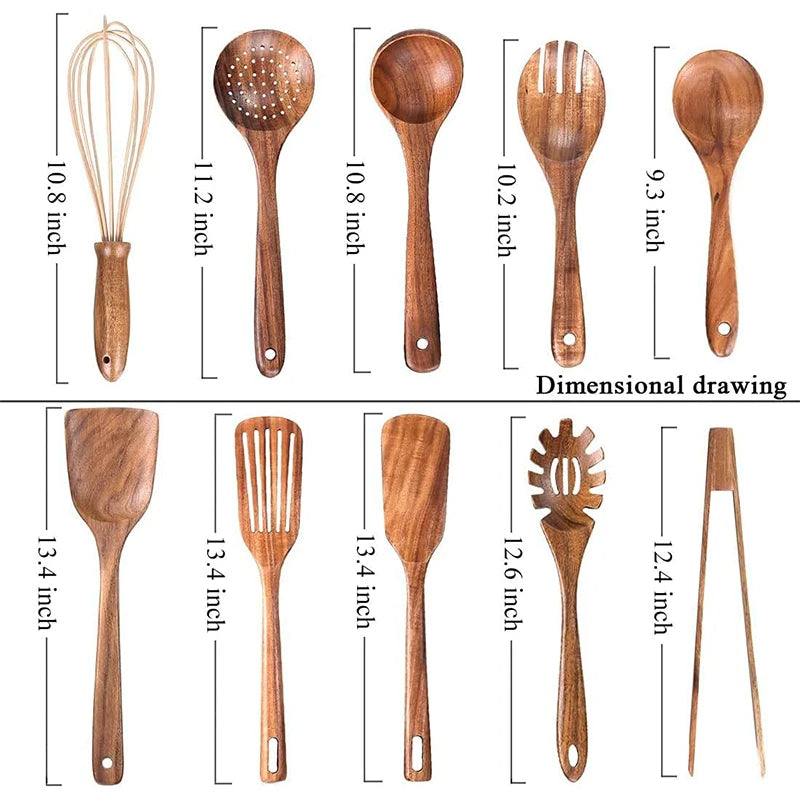 TeakCraft – Wooden Kitchen Utensil Set