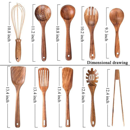TeakCraft – Wooden Kitchen Utensil Set