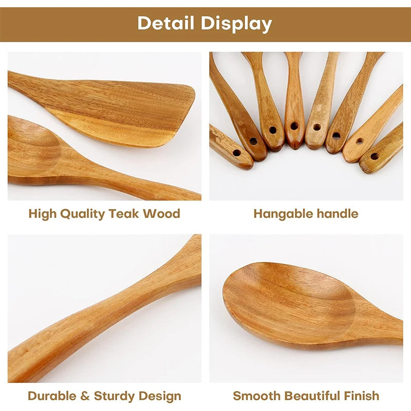 TeakCraft – Wooden Kitchen Utensil Set