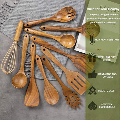 TeakCraft – Wooden Kitchen Utensil Set