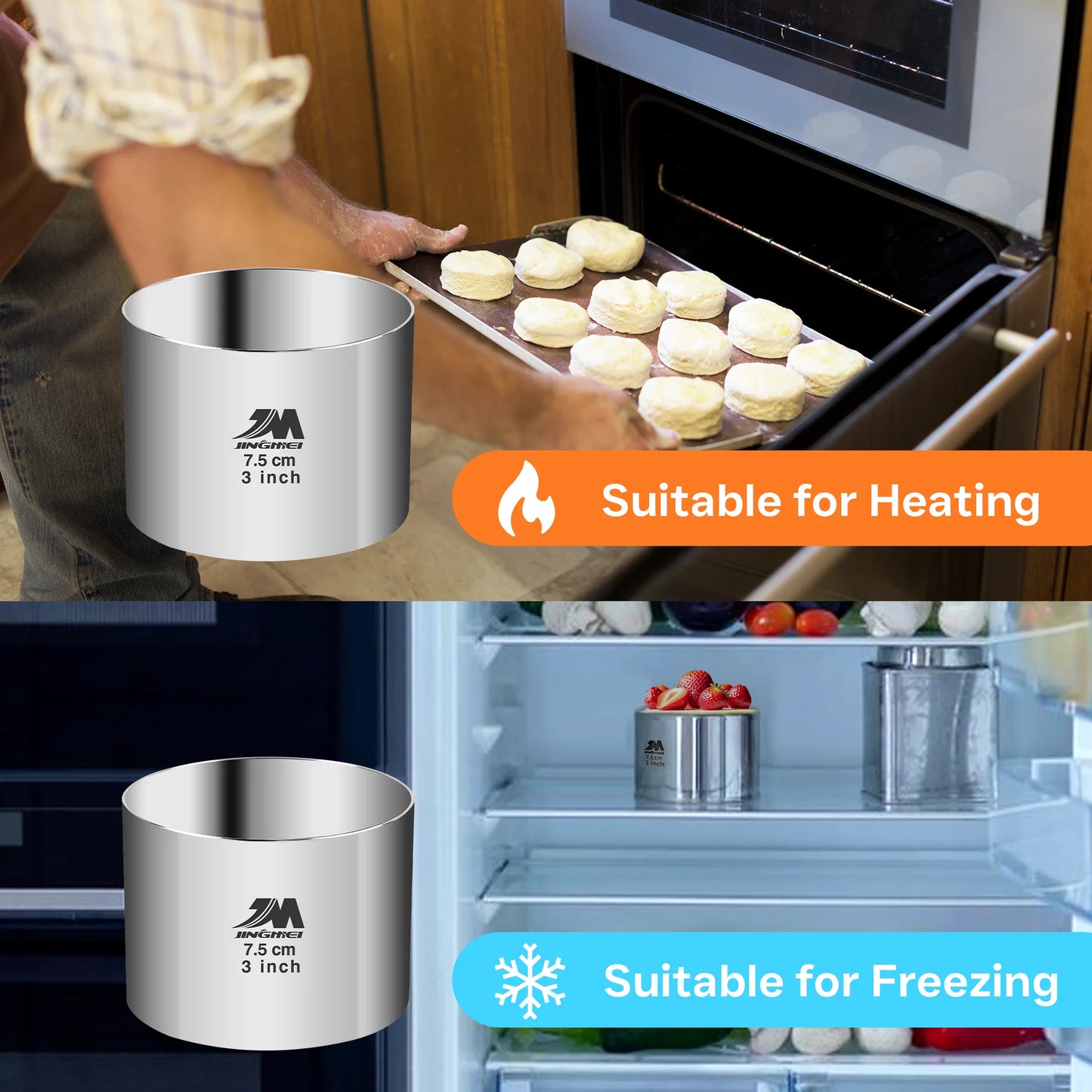 BakeCraft – 6 Pack Stainless Steel Cake Ring Set