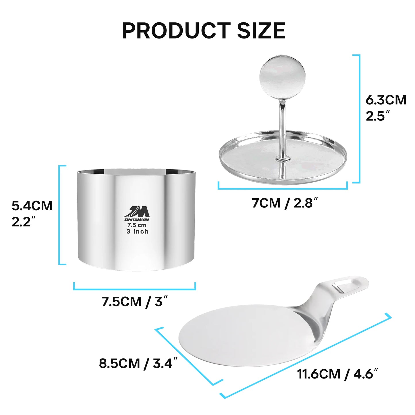 BakeCraft – 6 Pack Stainless Steel Cake Ring Set