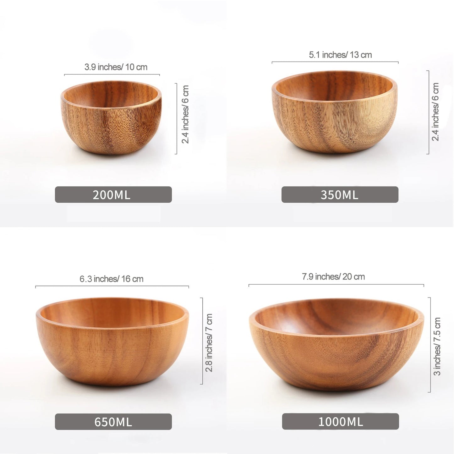 AcaBowl – 4pcs Acacia Wooden Bowl Set