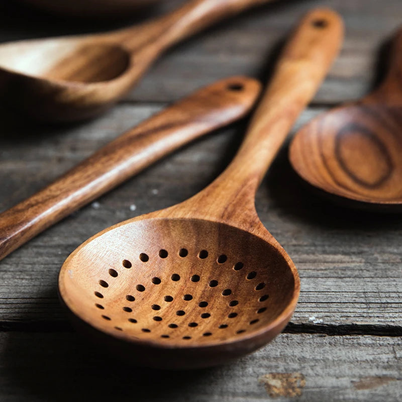 OakLadle – Wooden Slotted Strainer Spoon