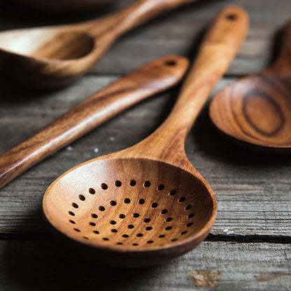 OakLadle – Wooden Slotted Strainer Spoon