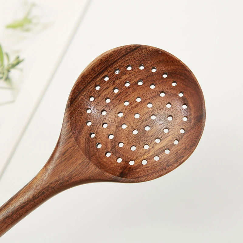 OakLadle – Wooden Slotted Strainer Spoon