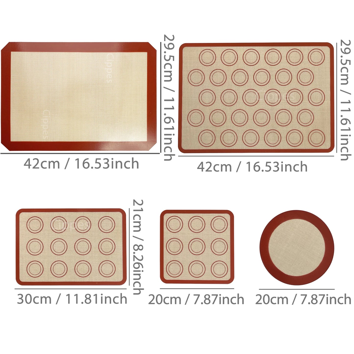 SilvaMatix – 5-Piece Reusable Silicone Baking Mat Set