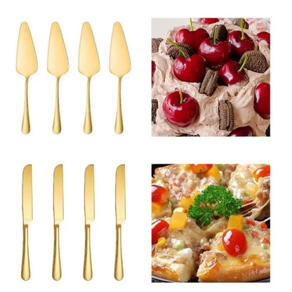 GleamEdge – 4-Piece Gold Stainless Steel Cake & Baking Knife Set