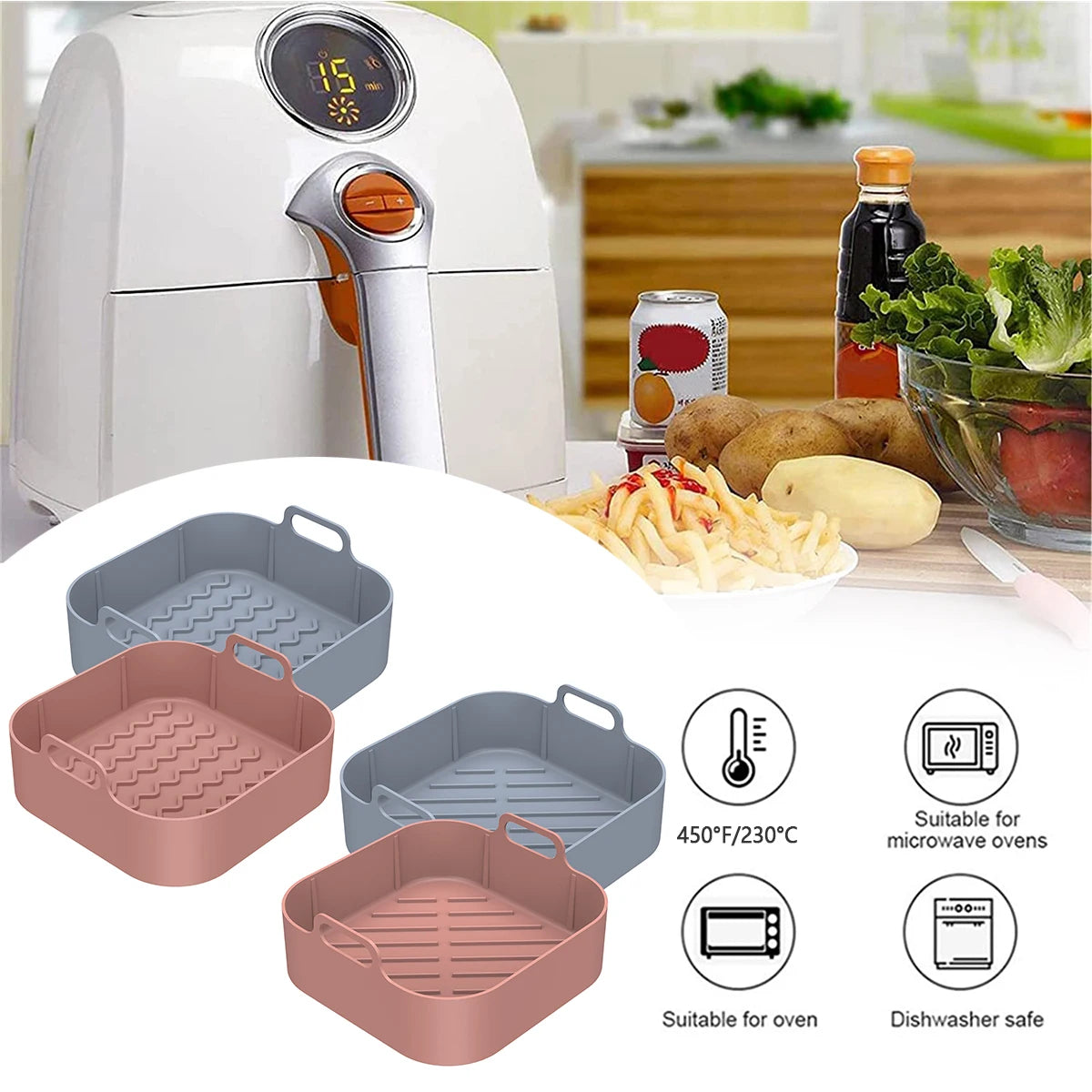 Frylora – 2Pcs Nonstick Air Fryer Pan Set