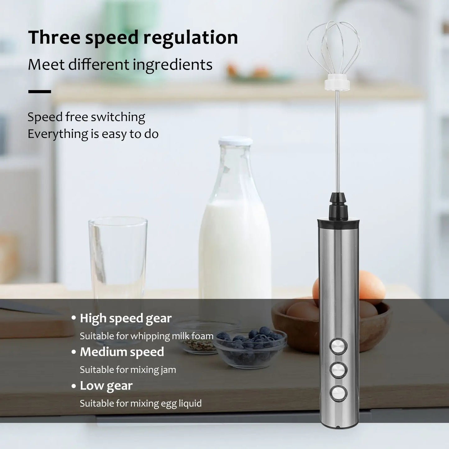 FrovaFoam – Stainless Steel Electric Frother Wand