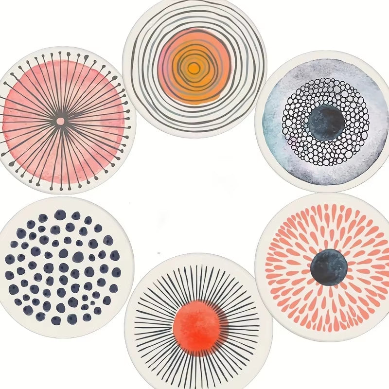OranDeck – 6-Piece Abstract Wooden Coaster 1 Set