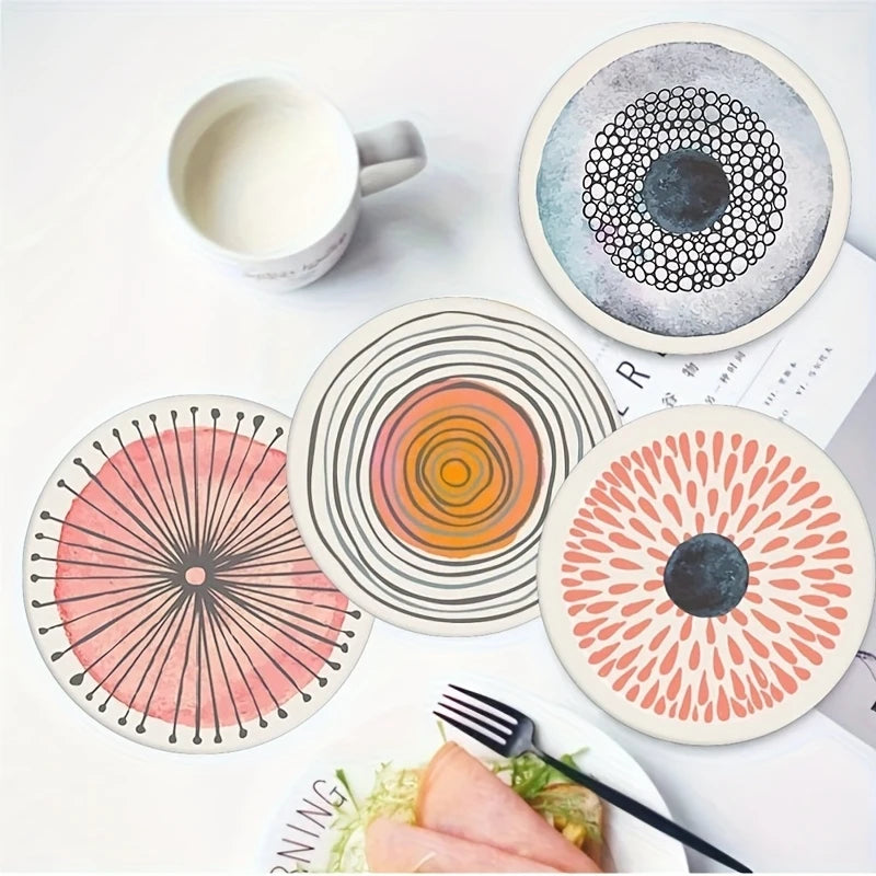 OranDeck – 6-Piece Abstract Wooden Coaster 1 Set