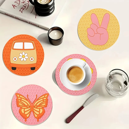 OranDeck – 6-Piece Abstract Wooden Coaster 1 Set
