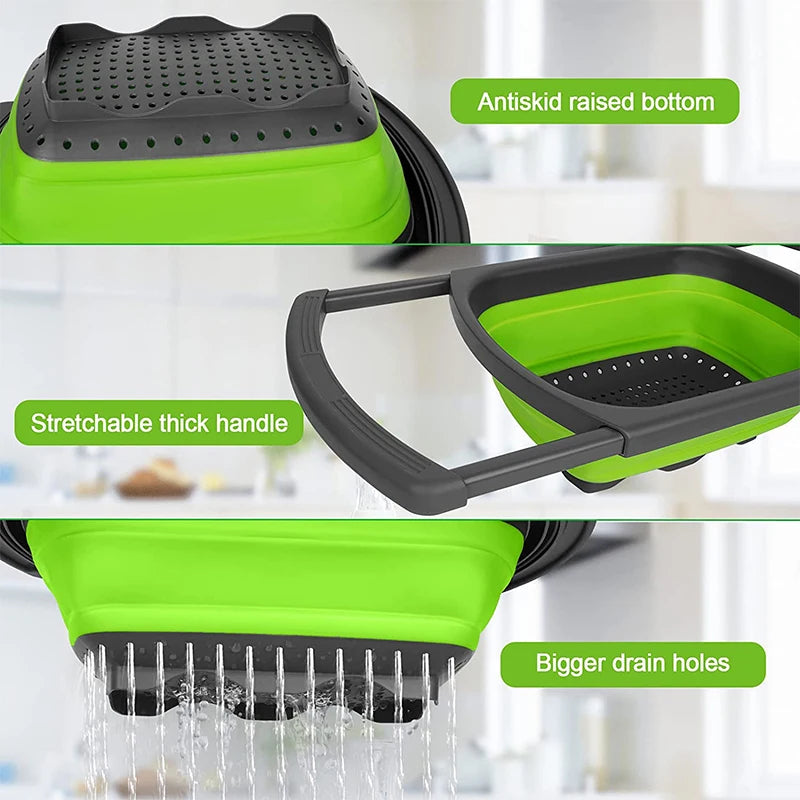 ExtendiStrain – Collapsible Colander with Extendable Handles