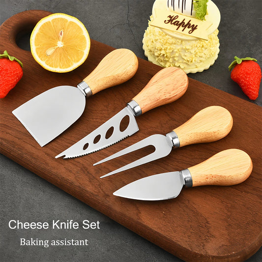 SliceCraft – 6-Piece Wooden Handle Cheese & Kitchen Knife Set