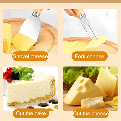 SliceCraft – 6-Piece Wooden Handle Cheese & Kitchen Knife Set