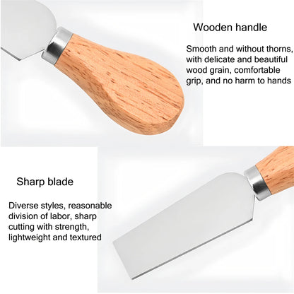 SliceCraft – 6-Piece Wooden Handle Cheese & Kitchen Knife Set