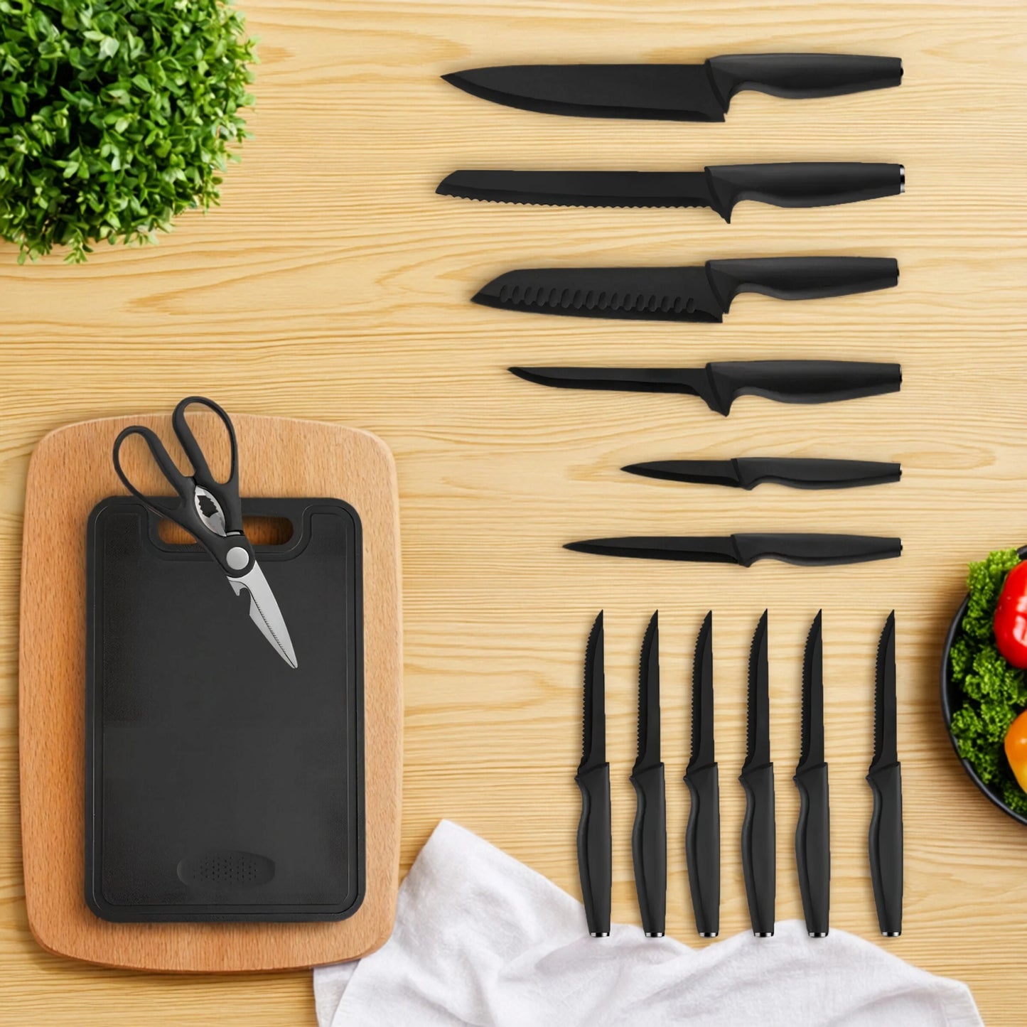 SteelCorta – 15-Piece Stainless Steel Kitchen Knife Set