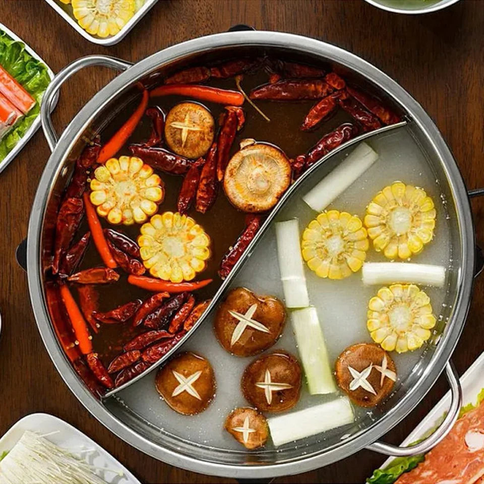 HotDuoza – 30cm Stainless Steel Twin Divided Hot Pot Cooker