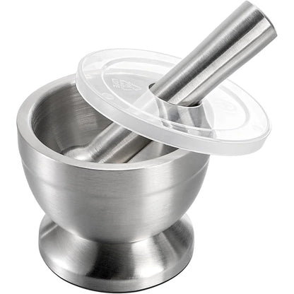 GrindVaulta – Stainless Steel Mortar & Pestle Set with Lid
