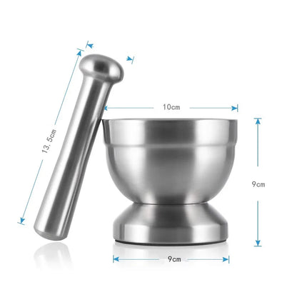 GrindVaulta – Stainless Steel Mortar & Pestle Set with Lid